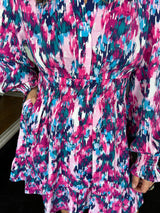 Abstract Fuchsia/Teal Printed Dress