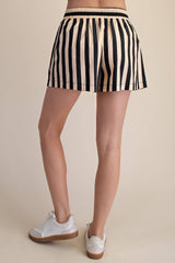 Audrey Striped Elastic Band Shorts