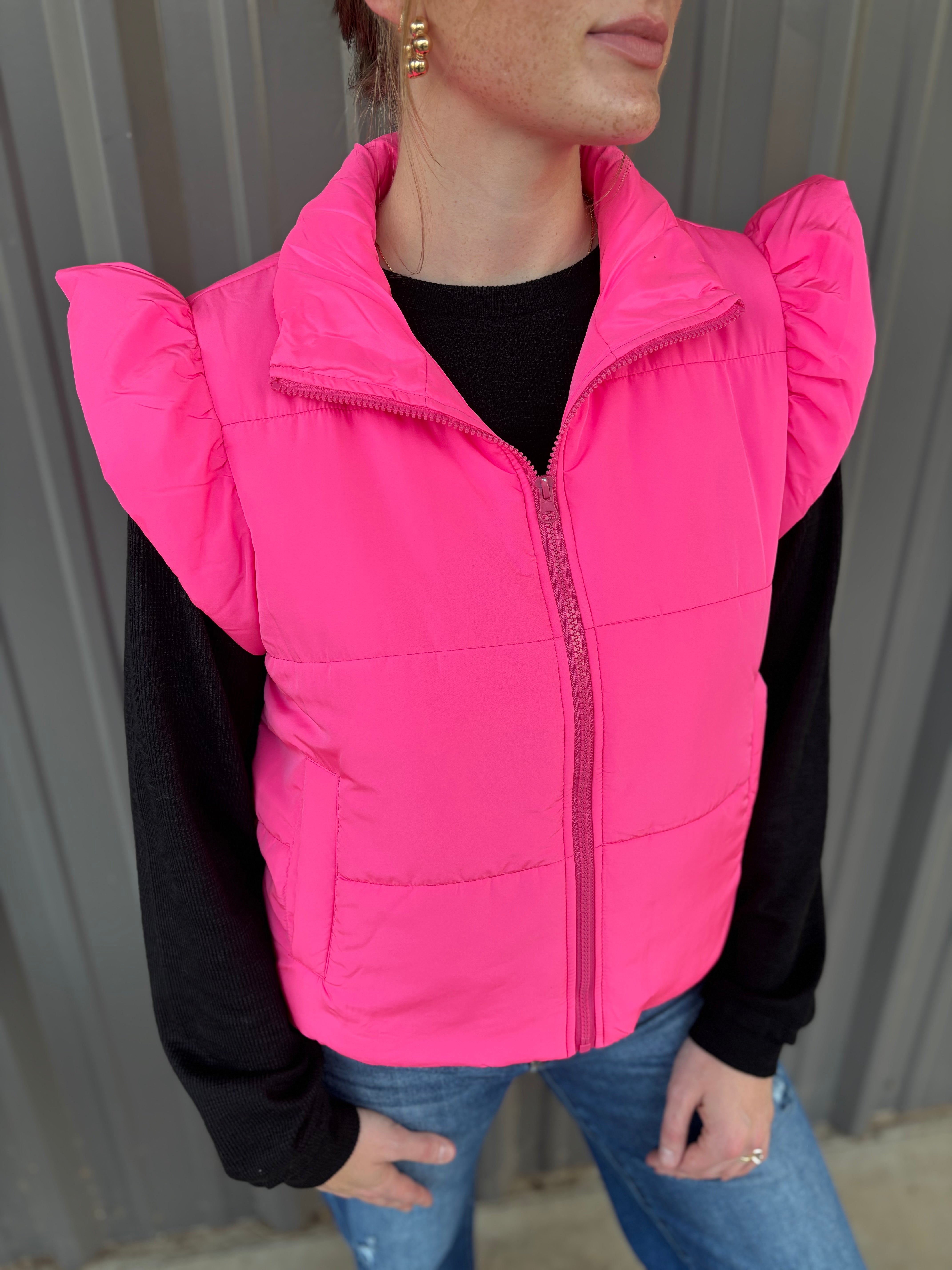 Lile Ruffle Quilted Vest