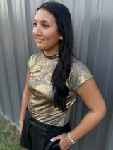 Metallic Mock Neck Top