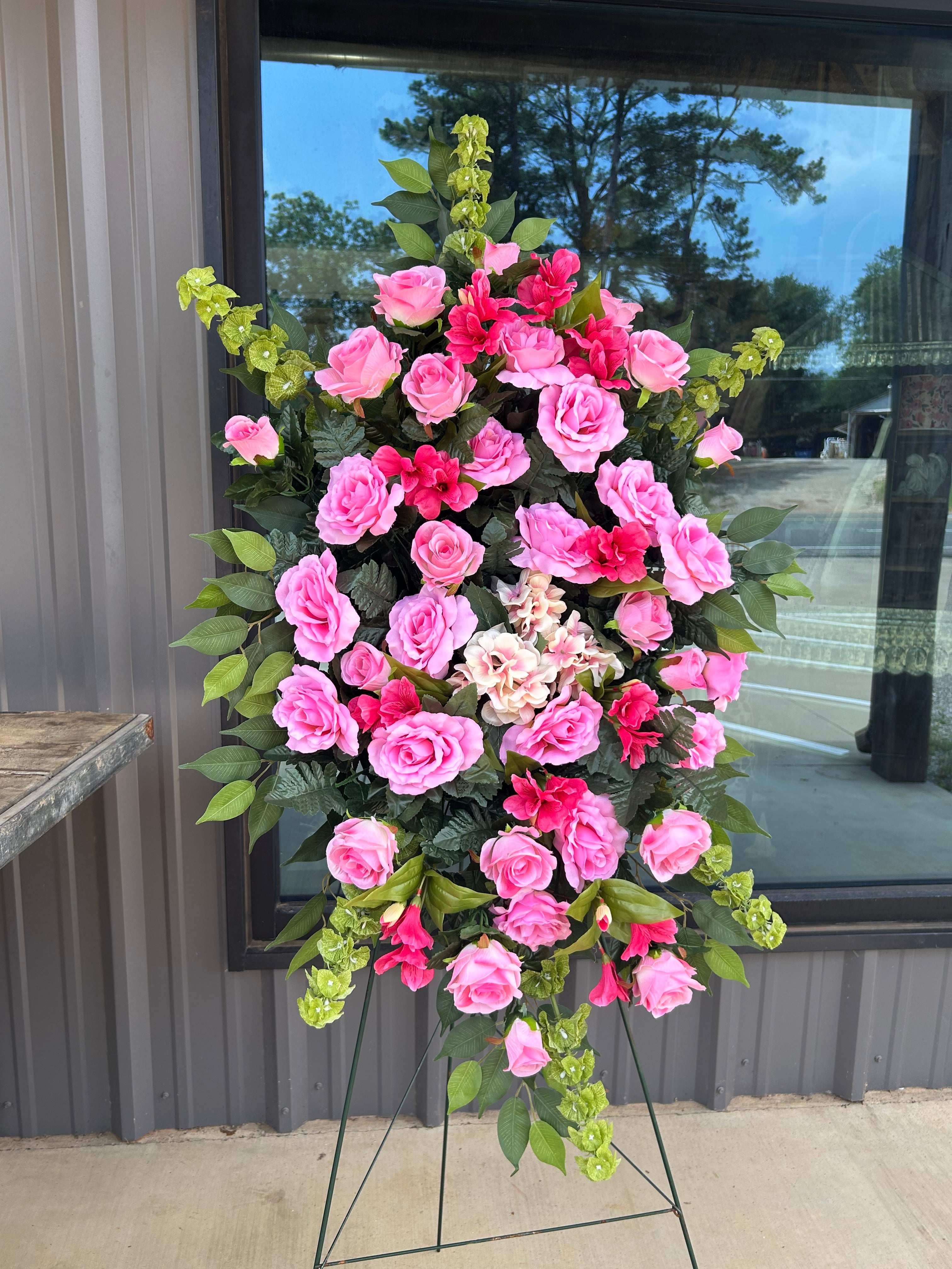 Pink Silk Flower Easel