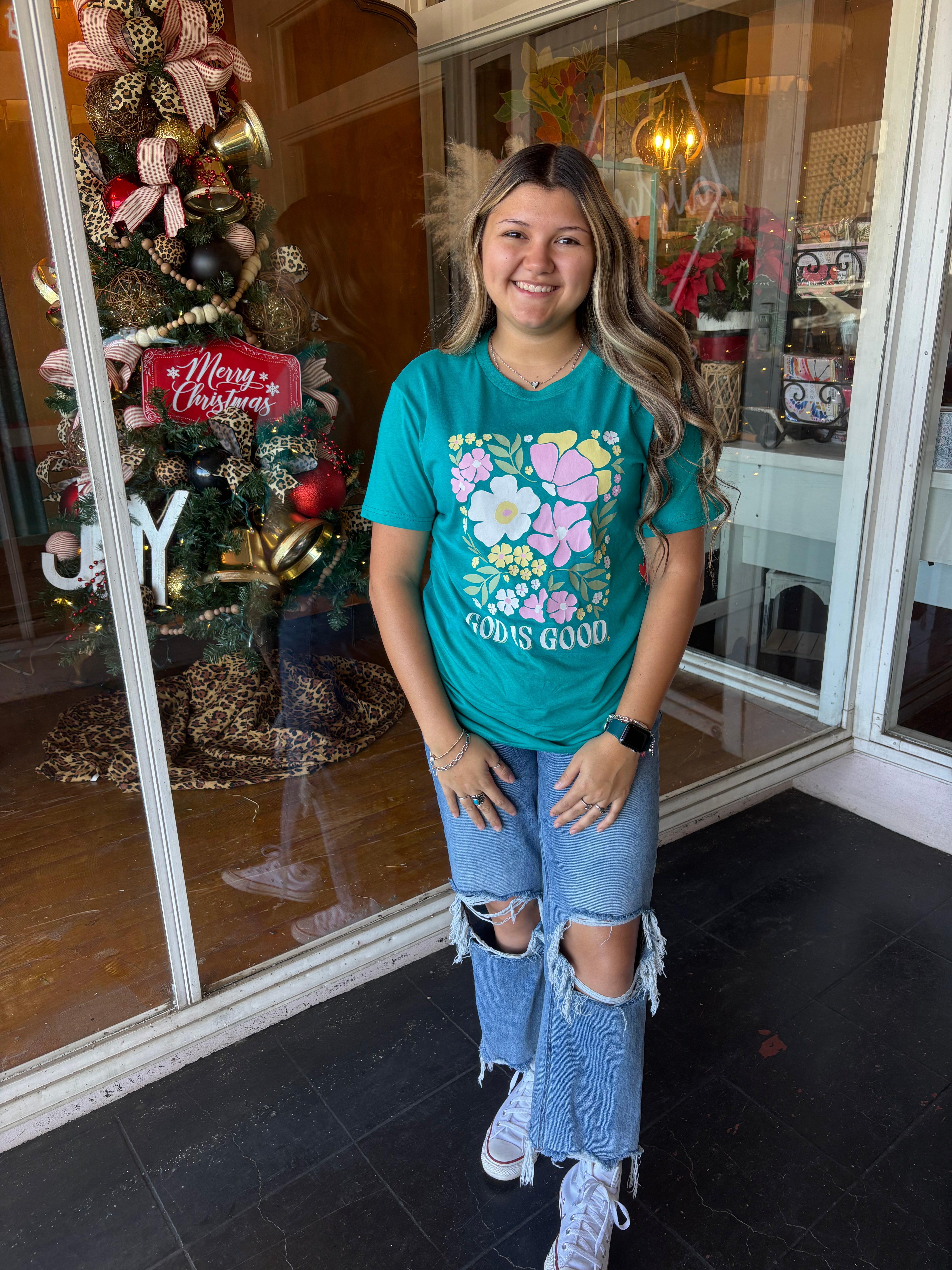 K&C God is Good Floral Tee