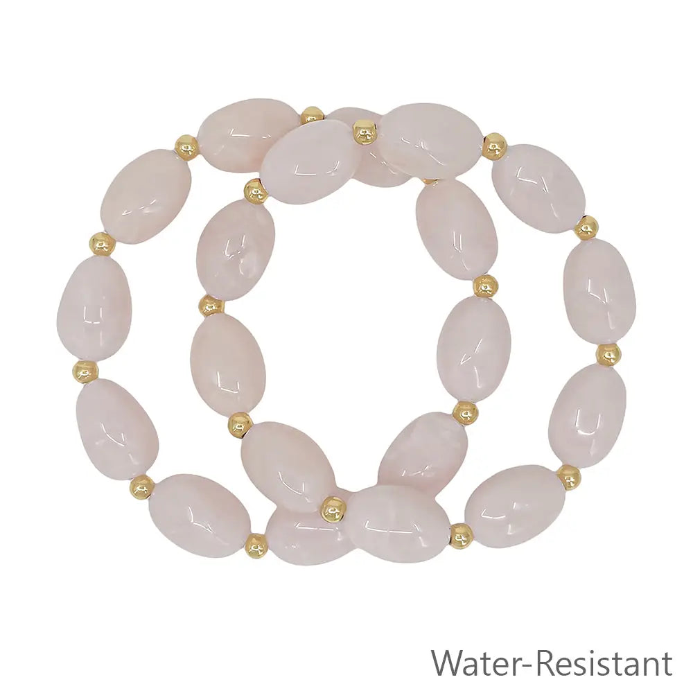 Gold Pink Marble Bracelet Stack