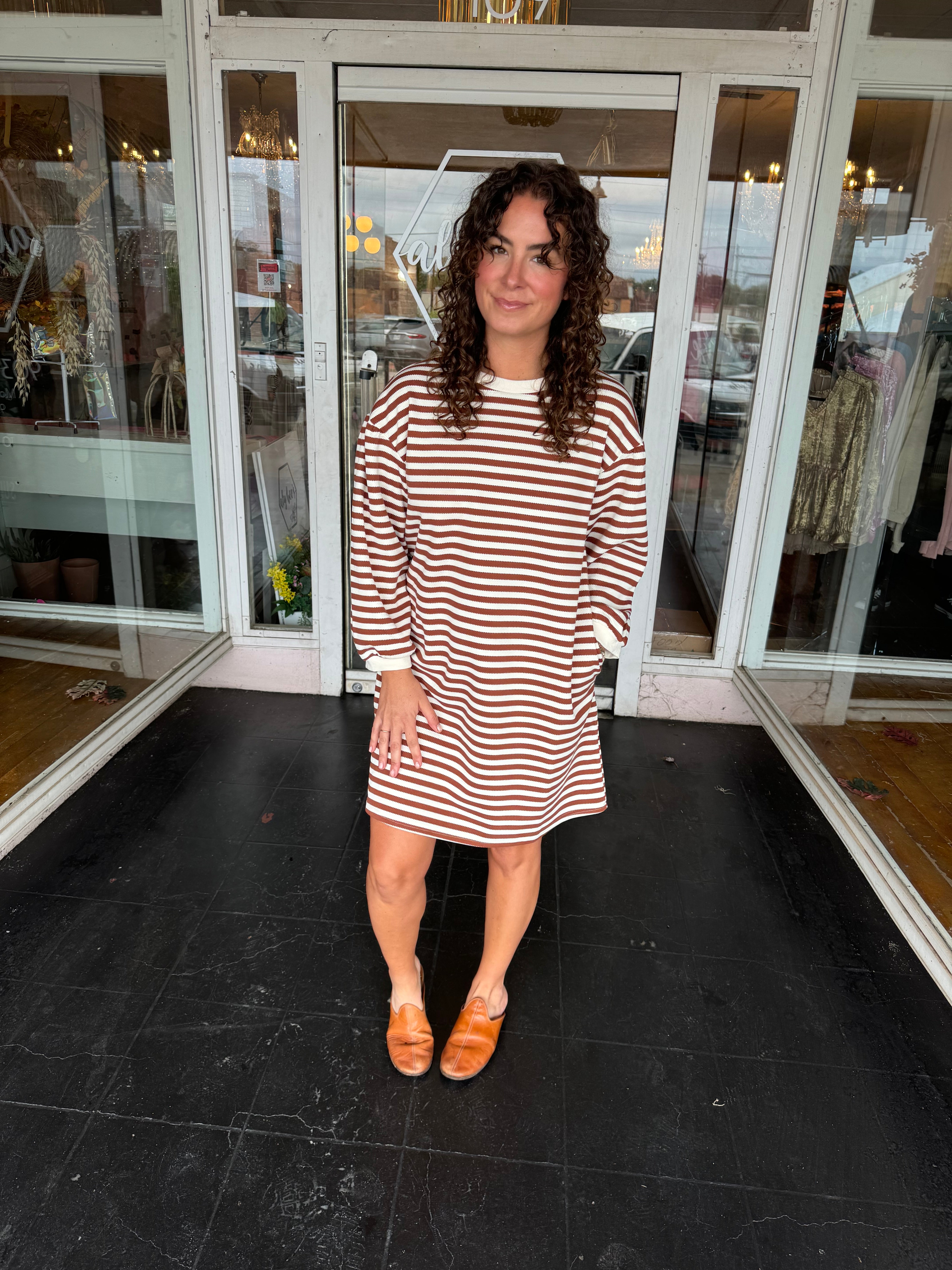 Stripe sleeved dress