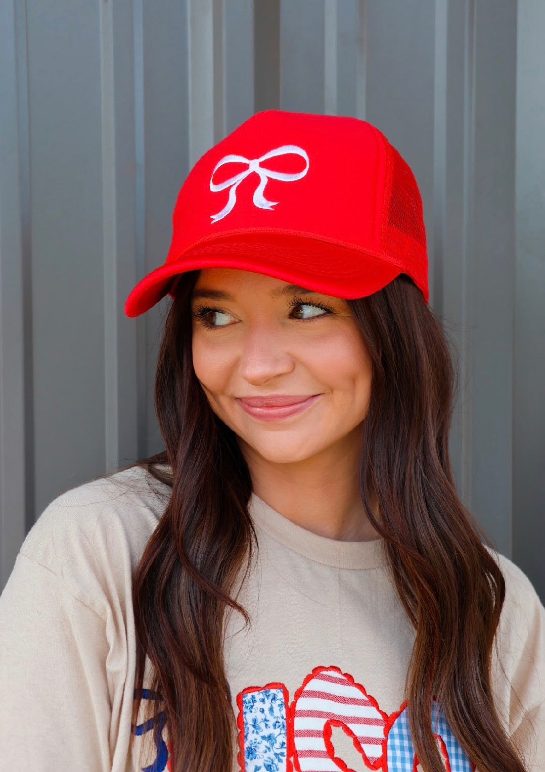 White Bow Foam Trucker Hat