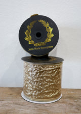 Crinkle Metallic Dupion Fused Gold Ribbon