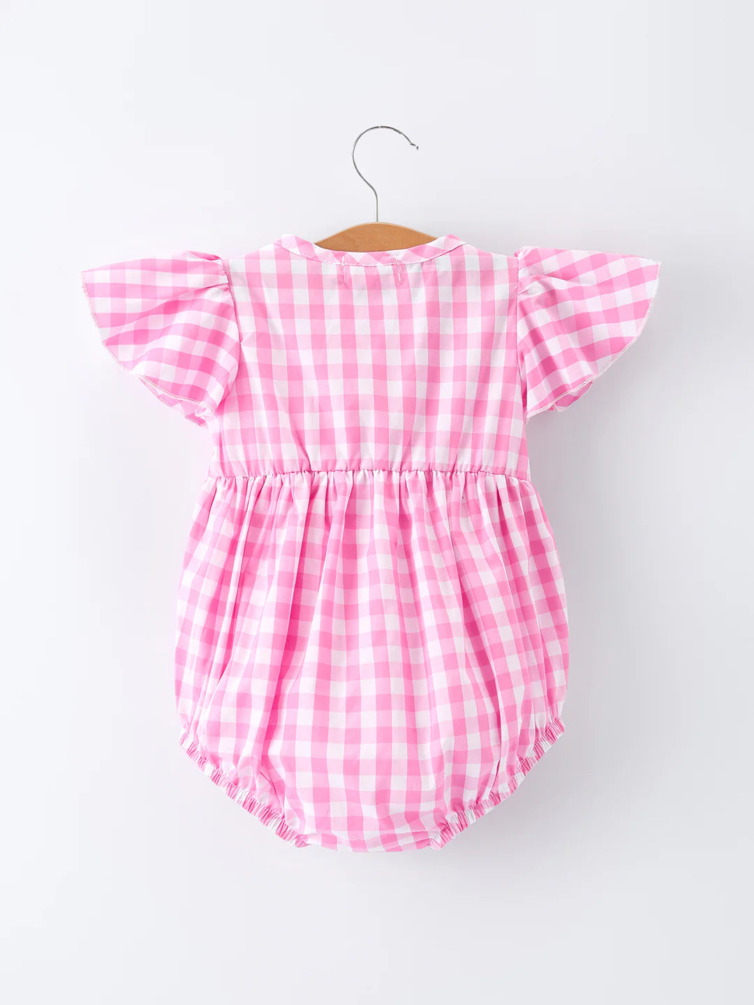 Pink Gingham Smock Romper