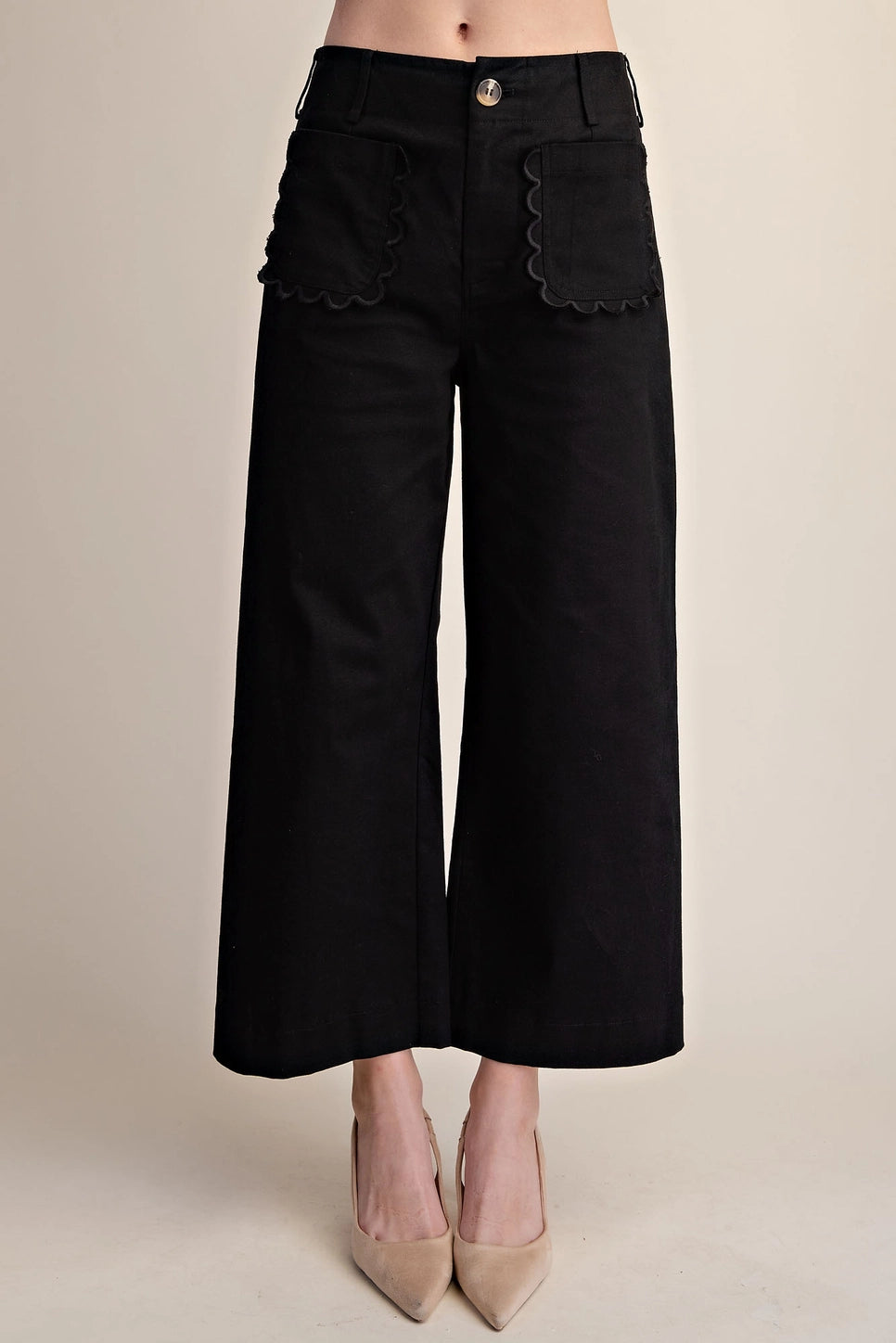 Colette Wide-Leg Scallop Pocket Pants