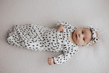 Newborn Baby Knotted Tie Gown - Spots
