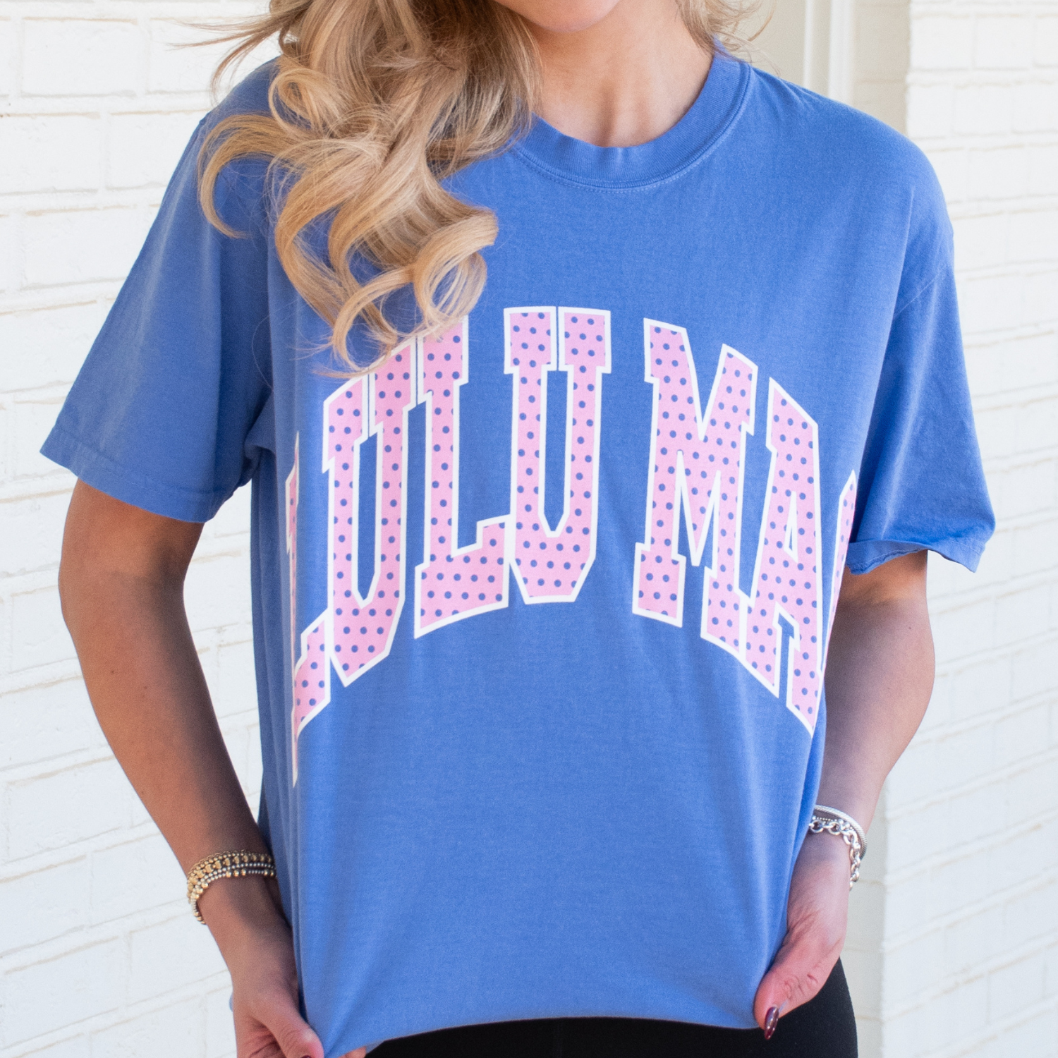 Adult Polka Dot Blue Comfort Colors Tee