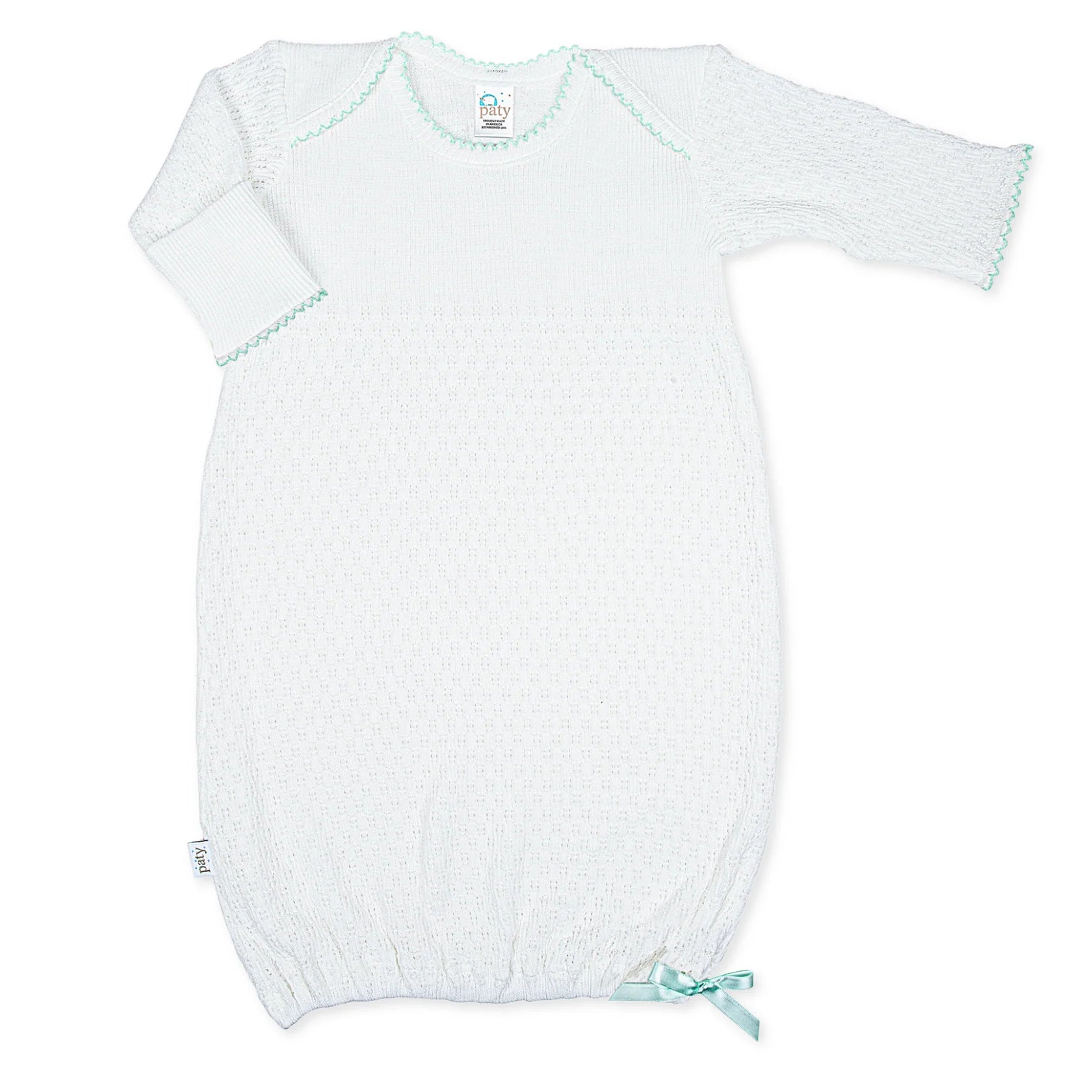 Paty Knit Gown Mint No Bow