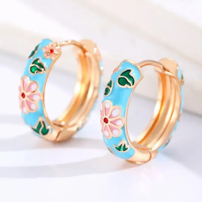 Blue Vintage Floral Hoop