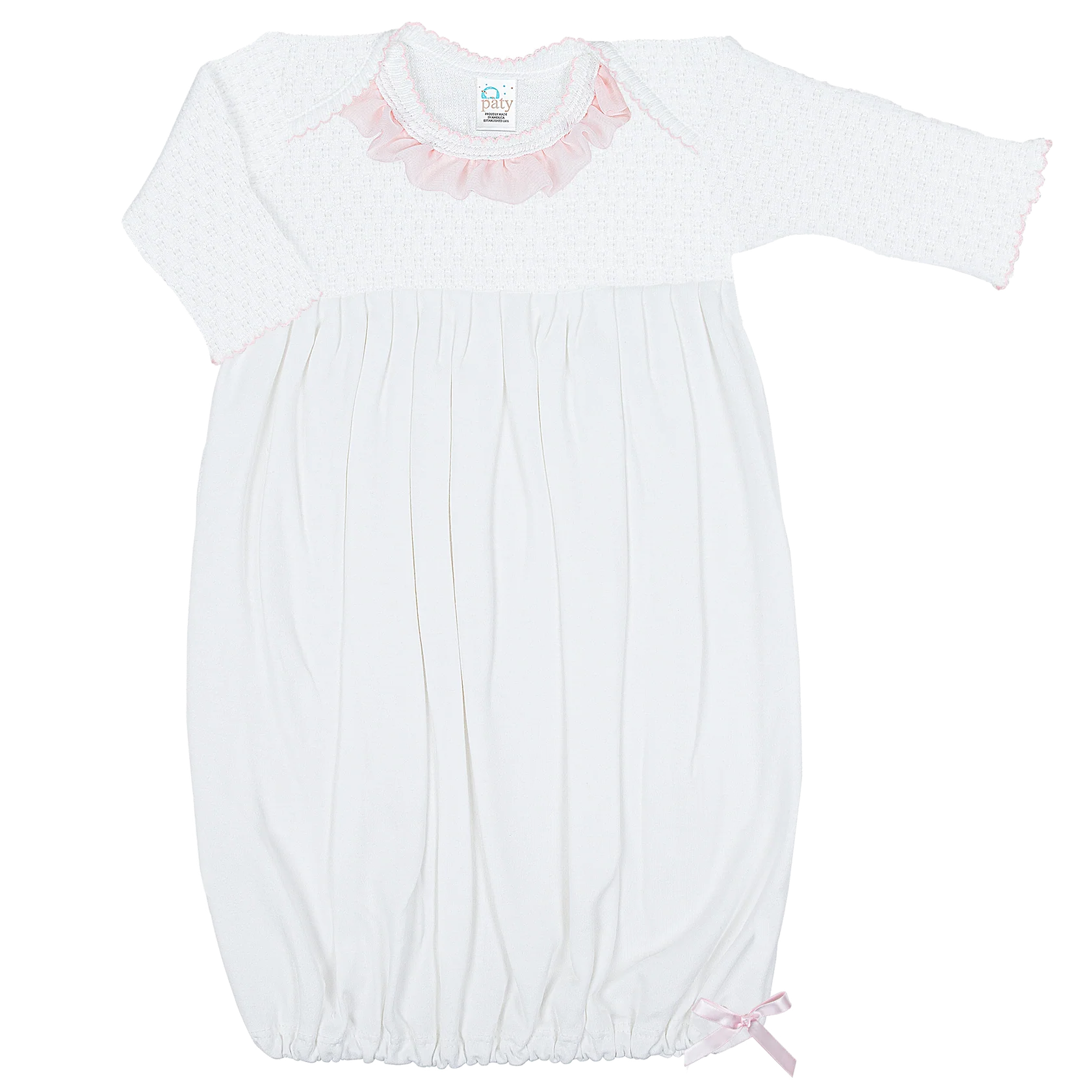 Paty Baby Gown White With Pink Chiffon