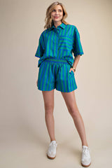 Audrey Striped Elastic Band Shorts