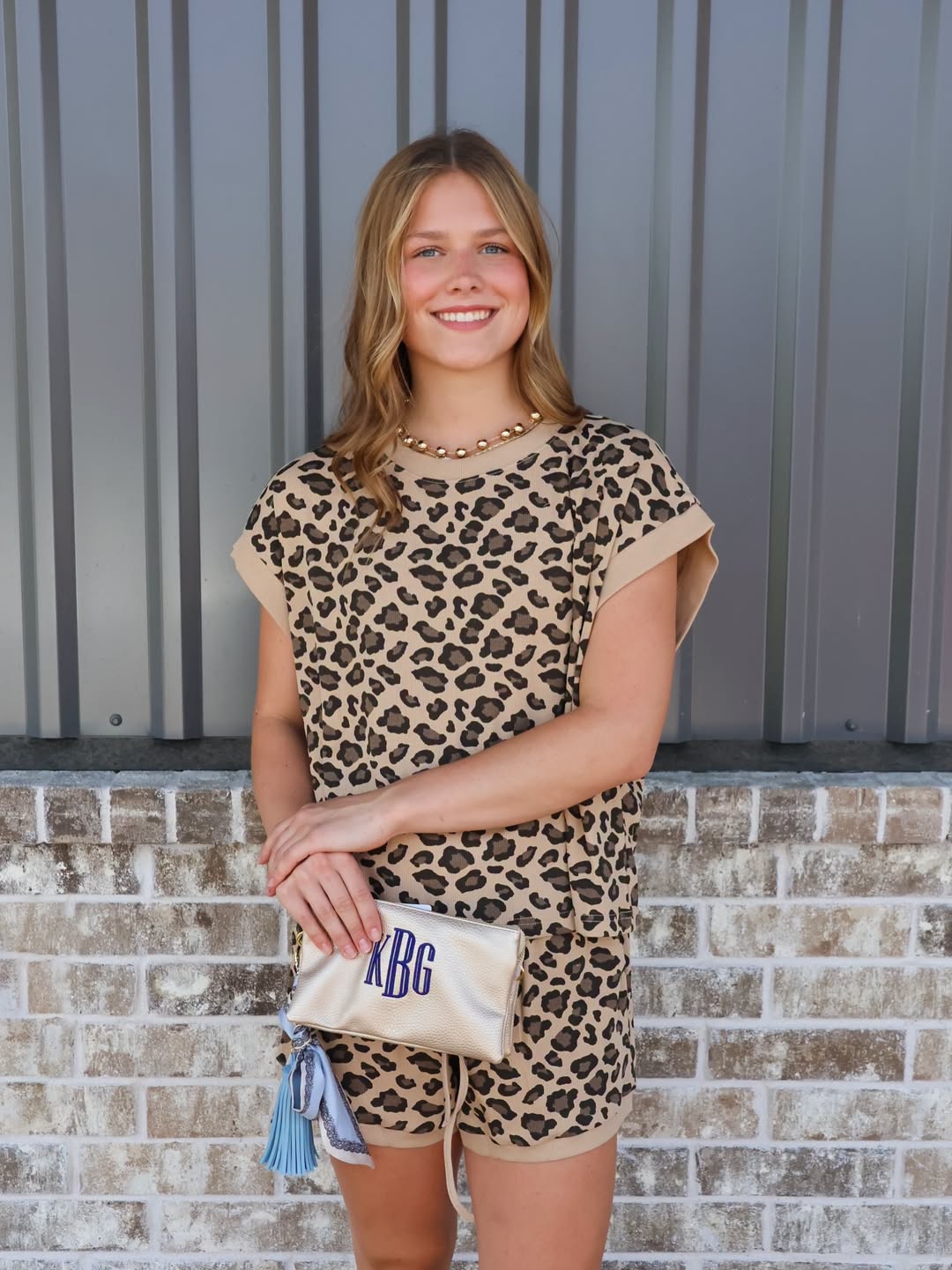 Leopard Print Ribbed Lounge Top & Shorts Set
