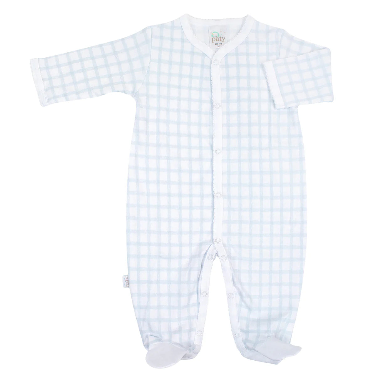 Pima Blue Gingham Footie - Newborn