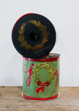 Embroidered Joy Wreath Taffeta Ribbon