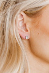 Linny Co Madison Silver Clear Screwback Earrings