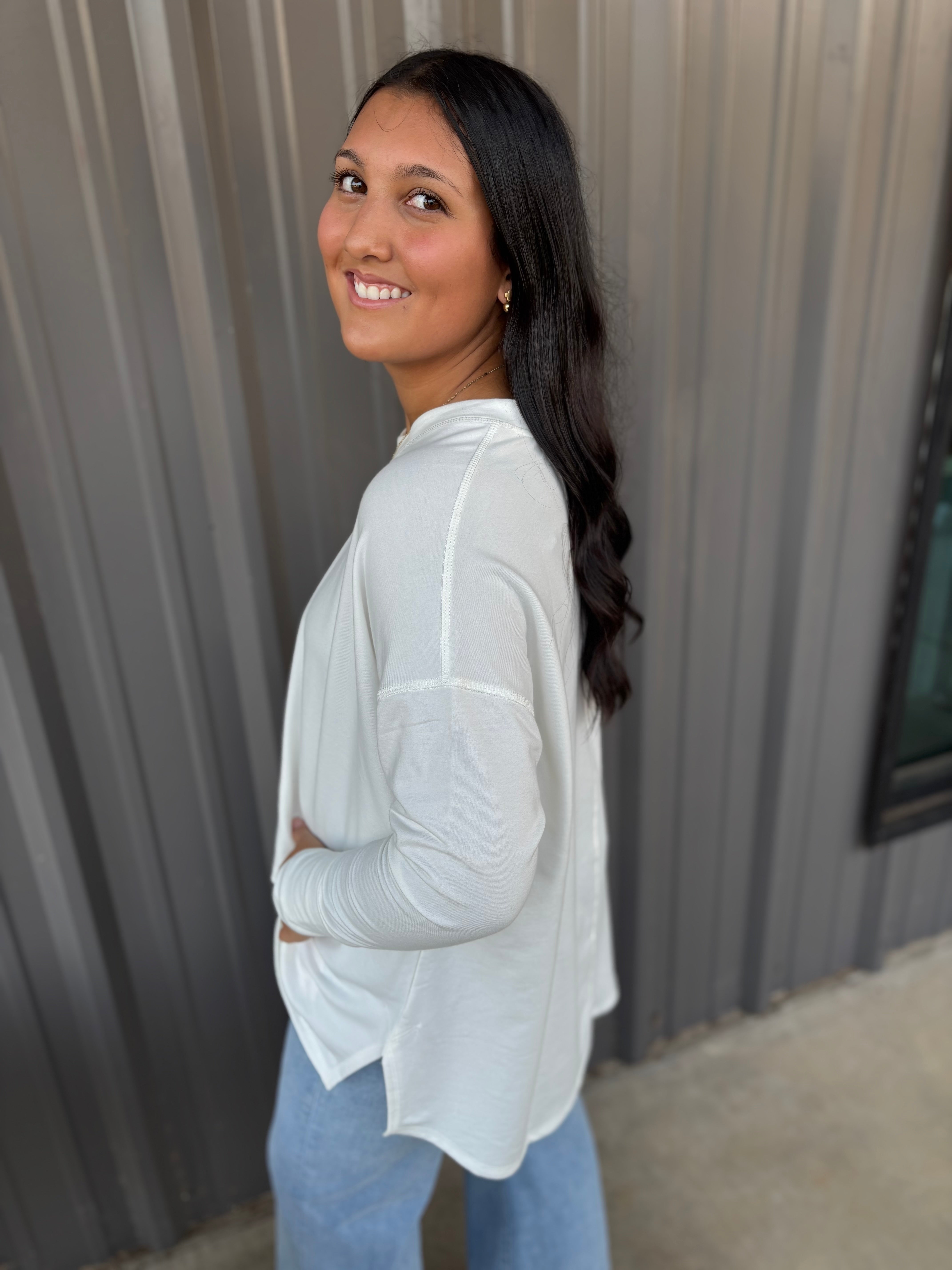 Libba Swing Hem Top - Cream