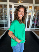 Emerald collared button up top