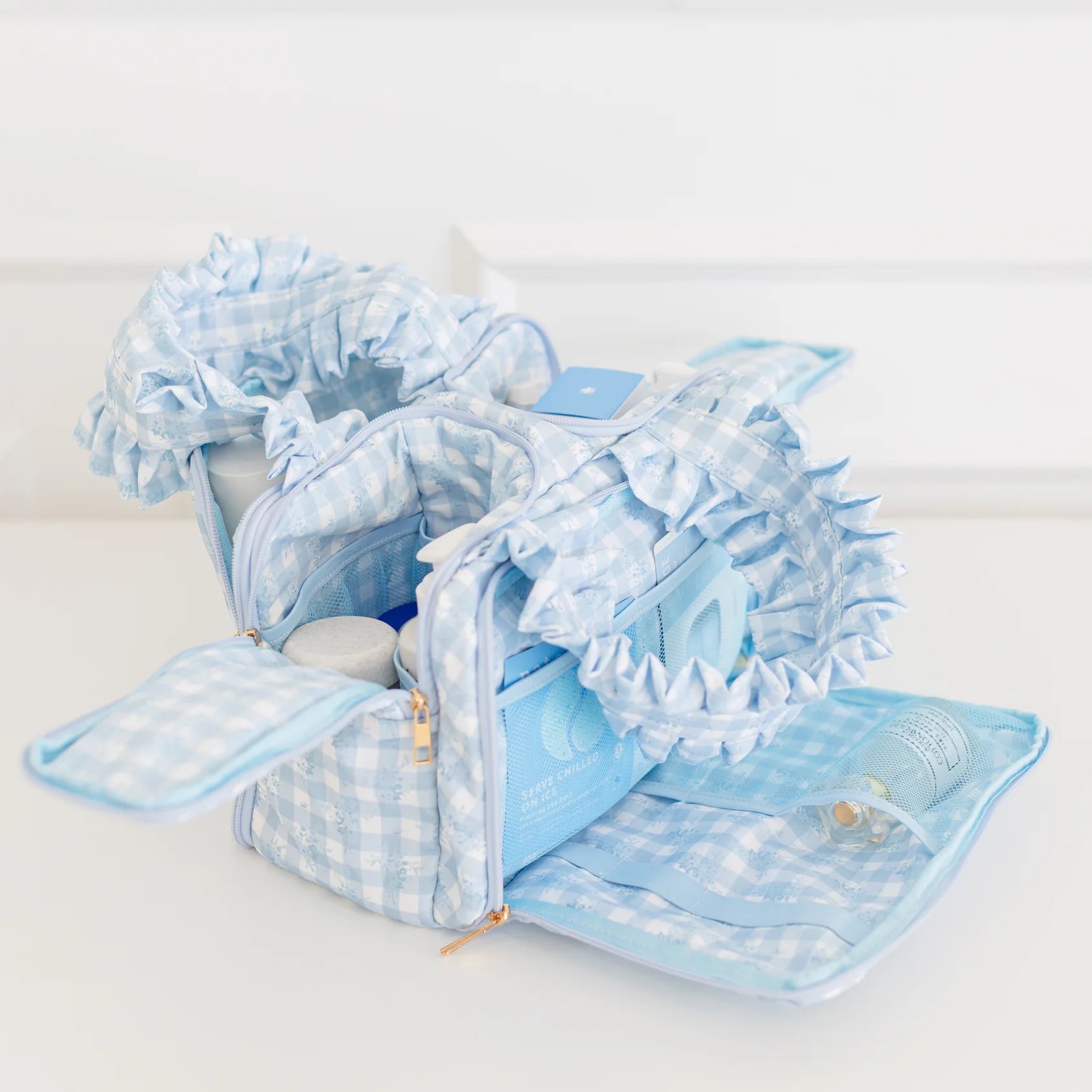Ruffled Nylon Toiletry Bag