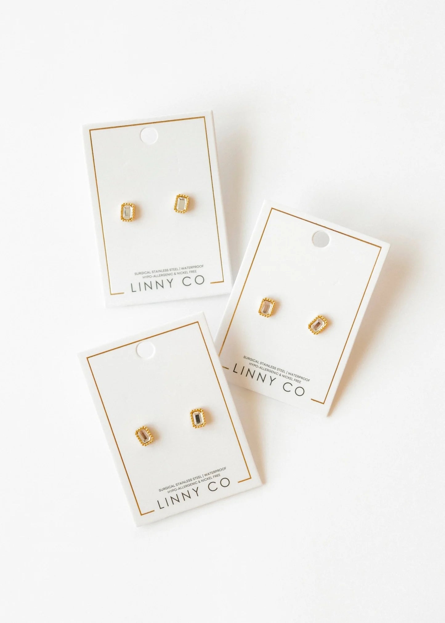 Linny Co Madison Gold Clear Screwback Earrings