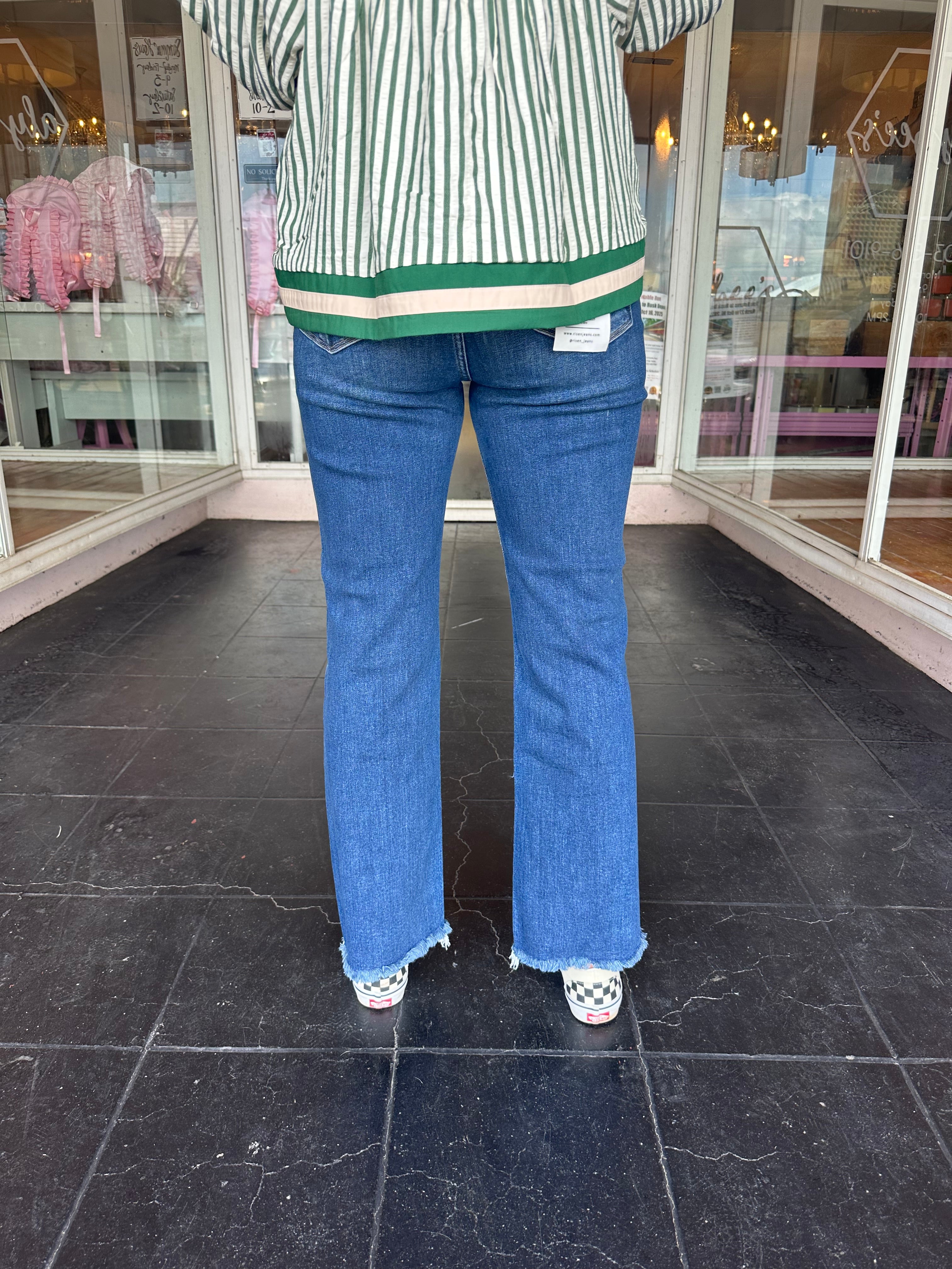 TC High Rise Crop Straight Raw Cut Hem Jean