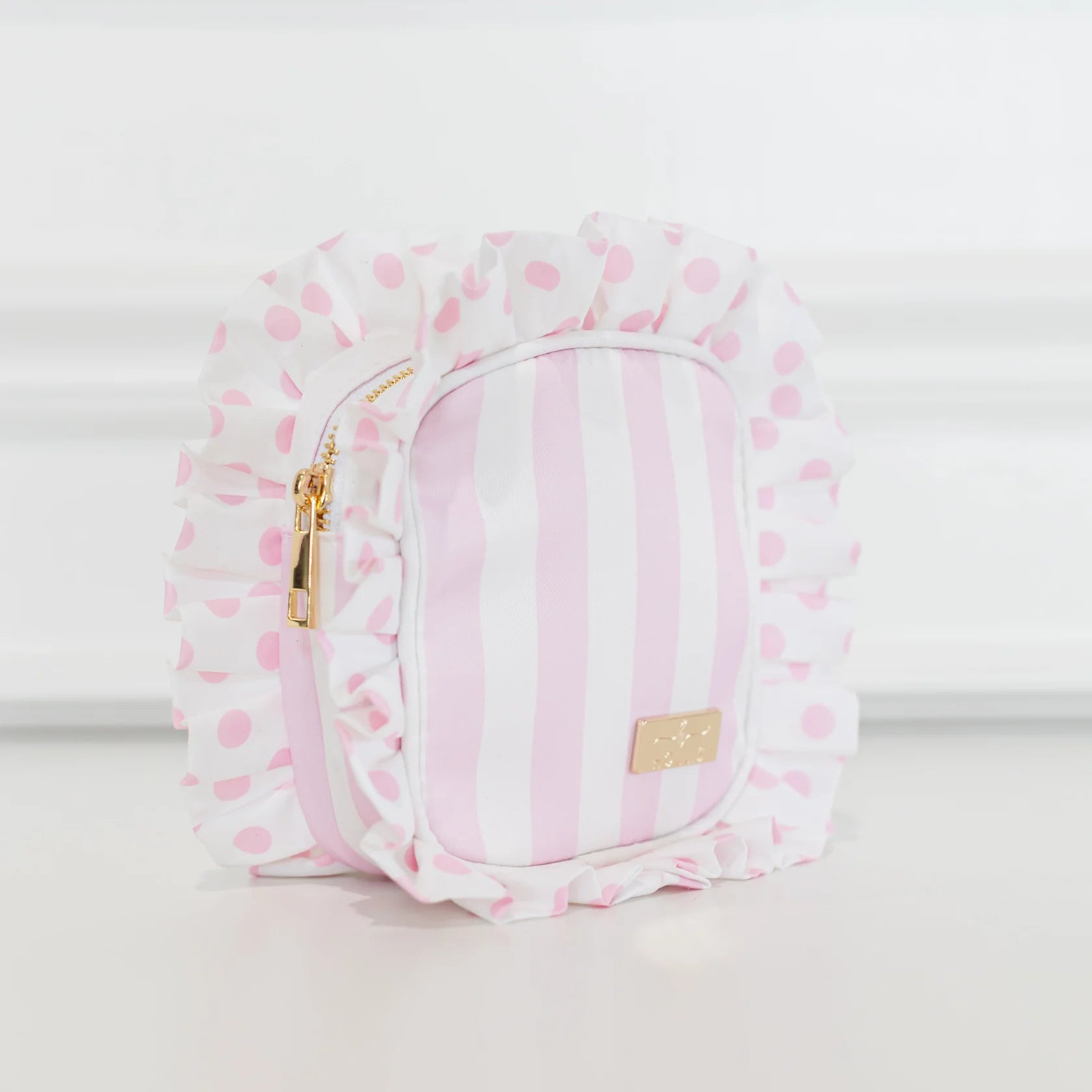Pink Polka Striped Tech Pouch