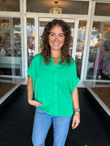 Emerald collared button up top