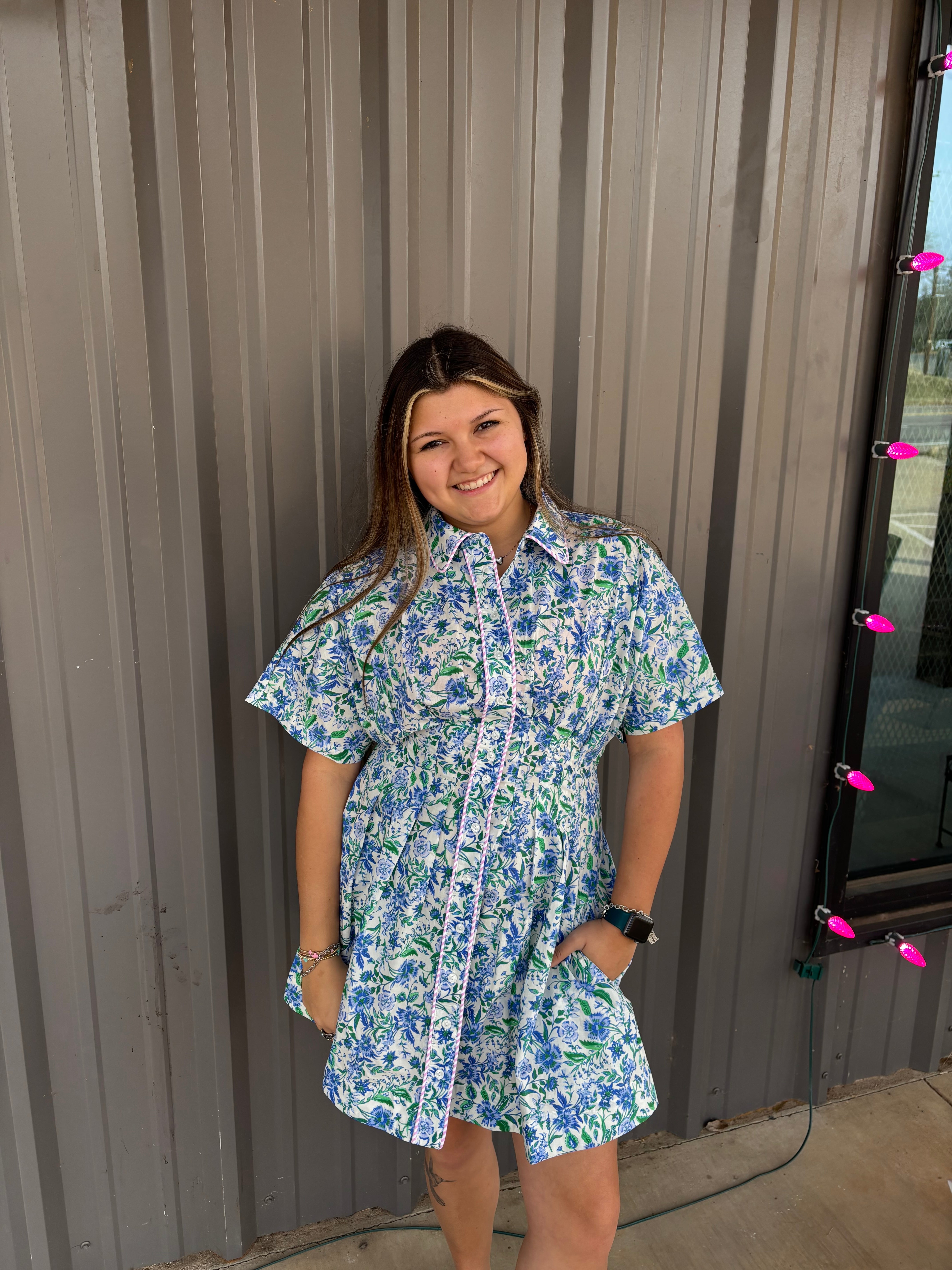 Genevieve Blue Floral Dress