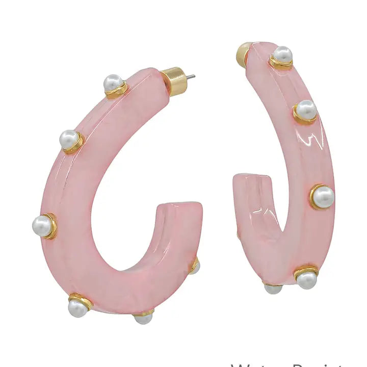 2” Pink Studded Acrylic Teardrop Earring