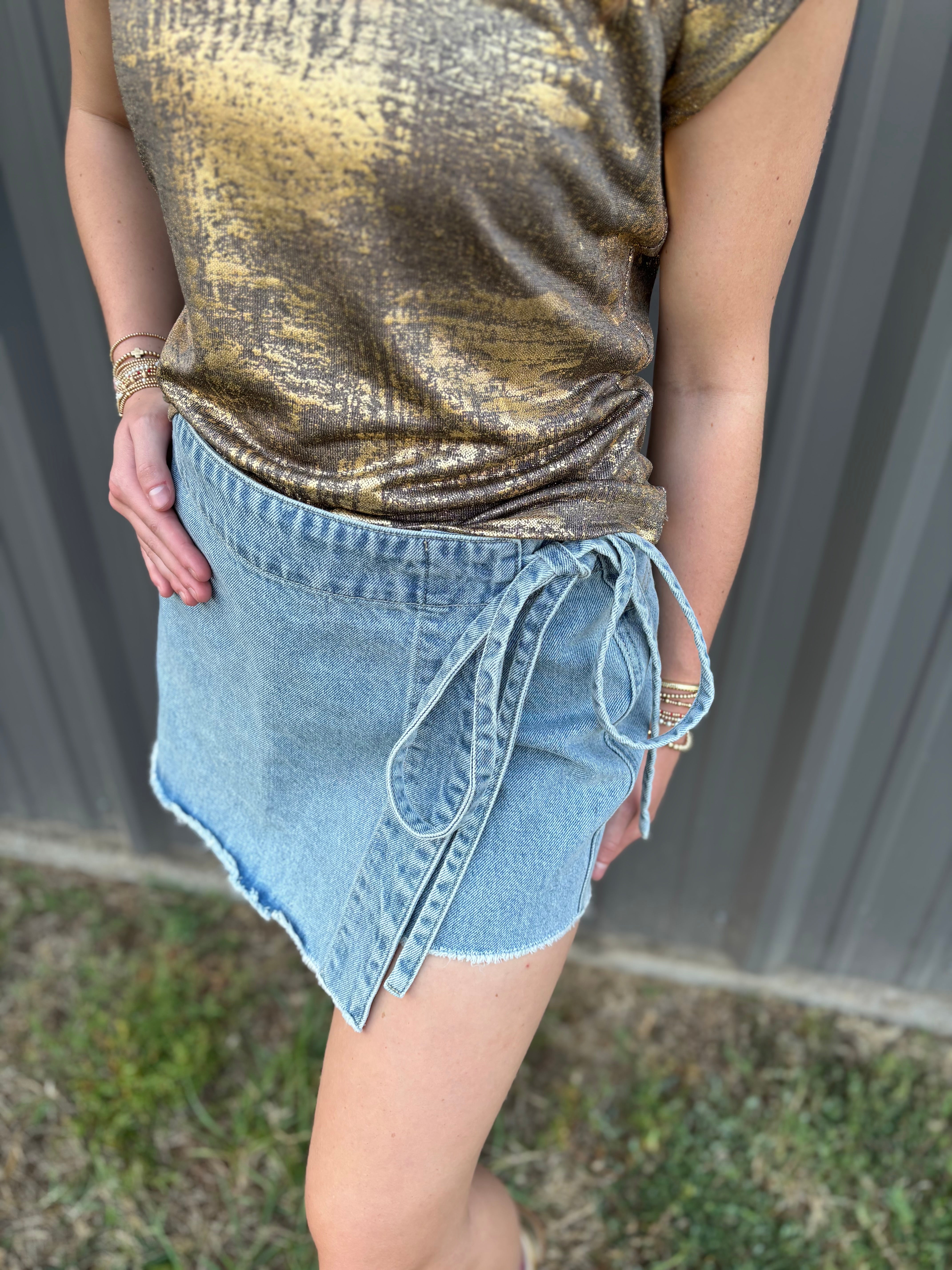 Denim Wrap Skort