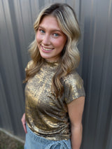 Metallic Mock Neck Top