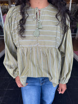 Sage Stripe Blouse