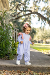 Madison Romper Dusty Blue Stripe/Mauve