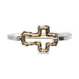 Silver + Gold Cross Hinge Cuff