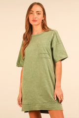 Sage Acid Wash T-shirt Dress