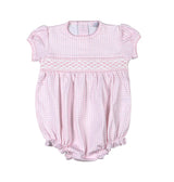 Gingham Hand Smocked Bubble Onesie