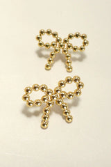 Gold Beaded Bow Studs