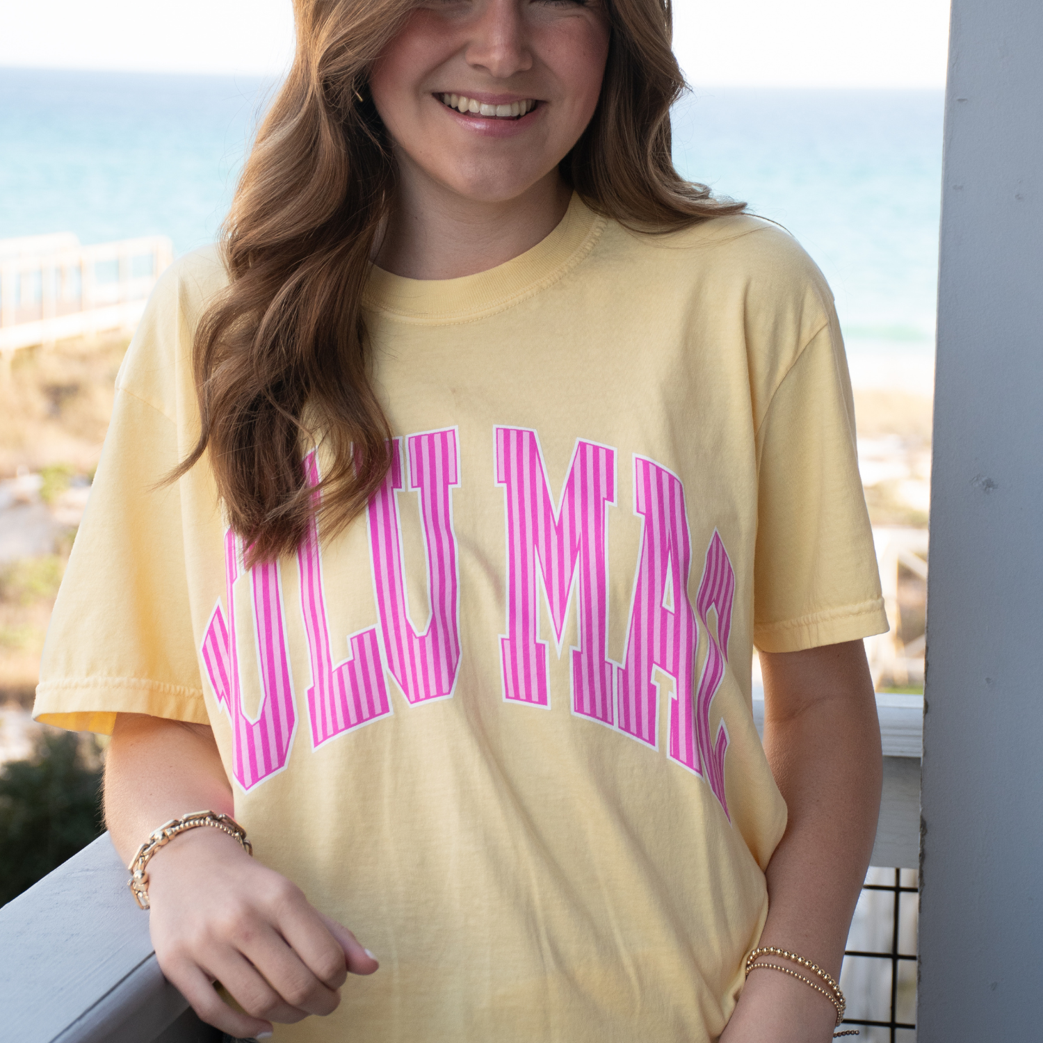 Adult Stripe Butter Comfort Colors Tee