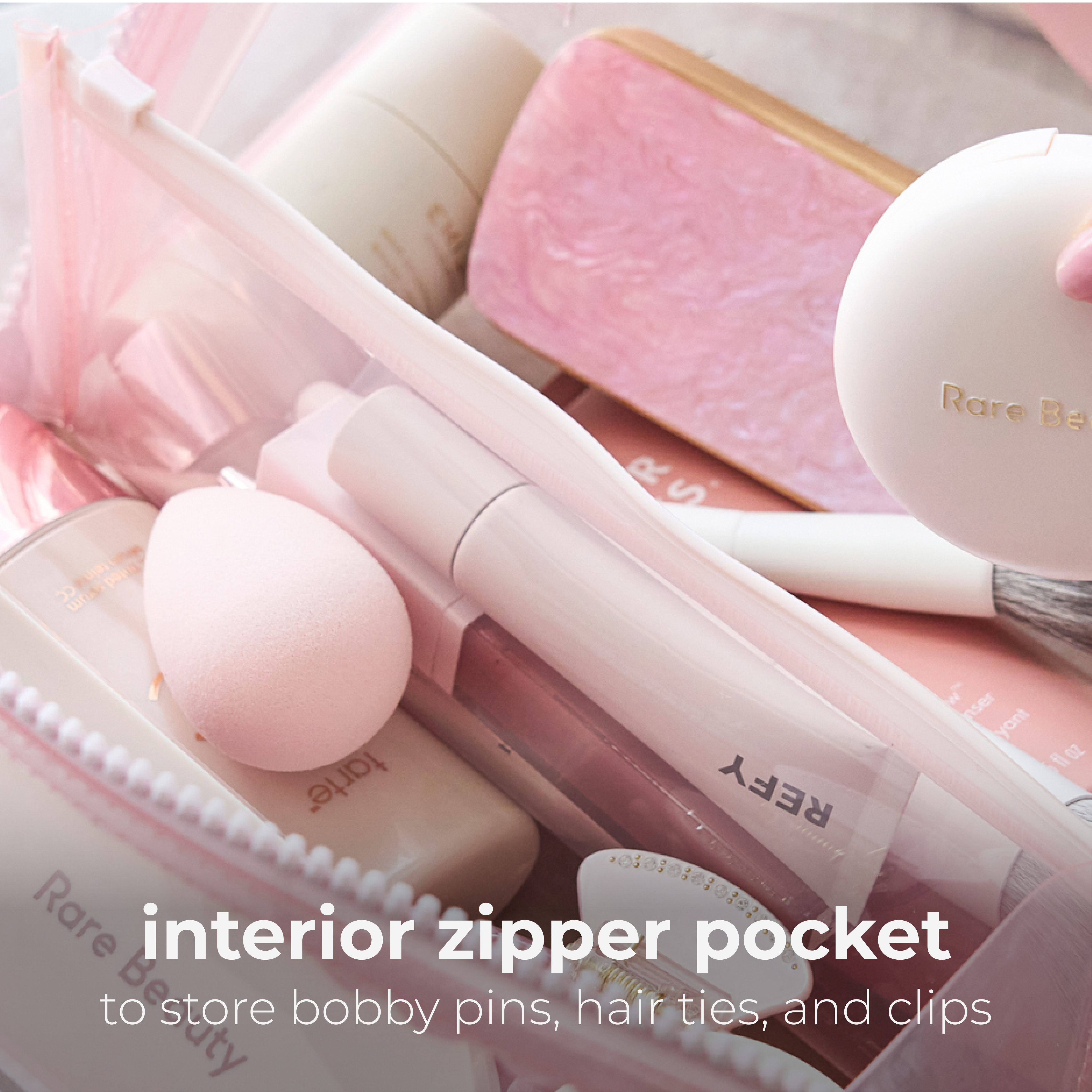 Jelly Cosmetic Bag – Ballet Pink Bow Lay-Flat Makeup Bag