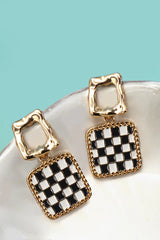 Double Square Checkered Earrings