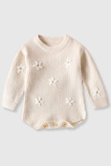 Newborn Sweater Onesie With Floral Embroidery