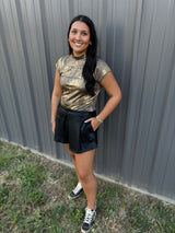 Black Pleather Shorts