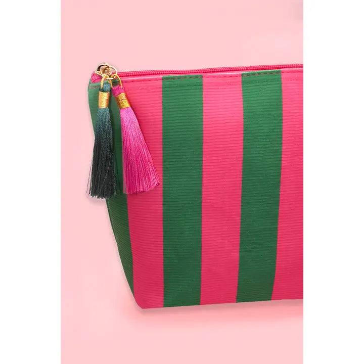 Striped Tassel Makeup Pouch