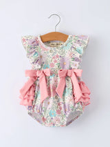 Pink Floral Sleeveless Romper