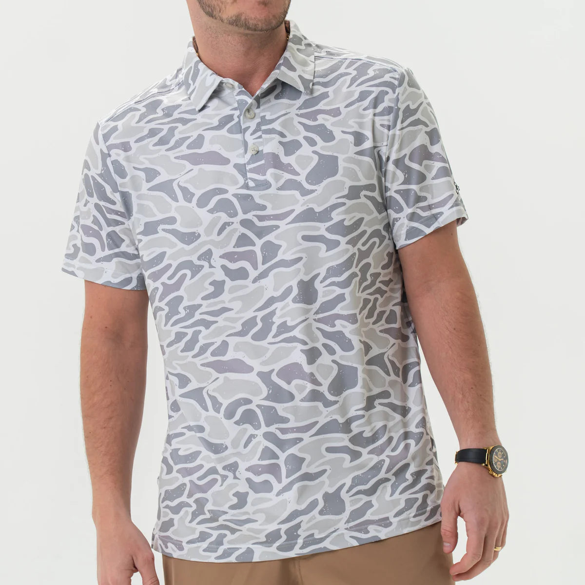 Men’s White Camo Performance Polo