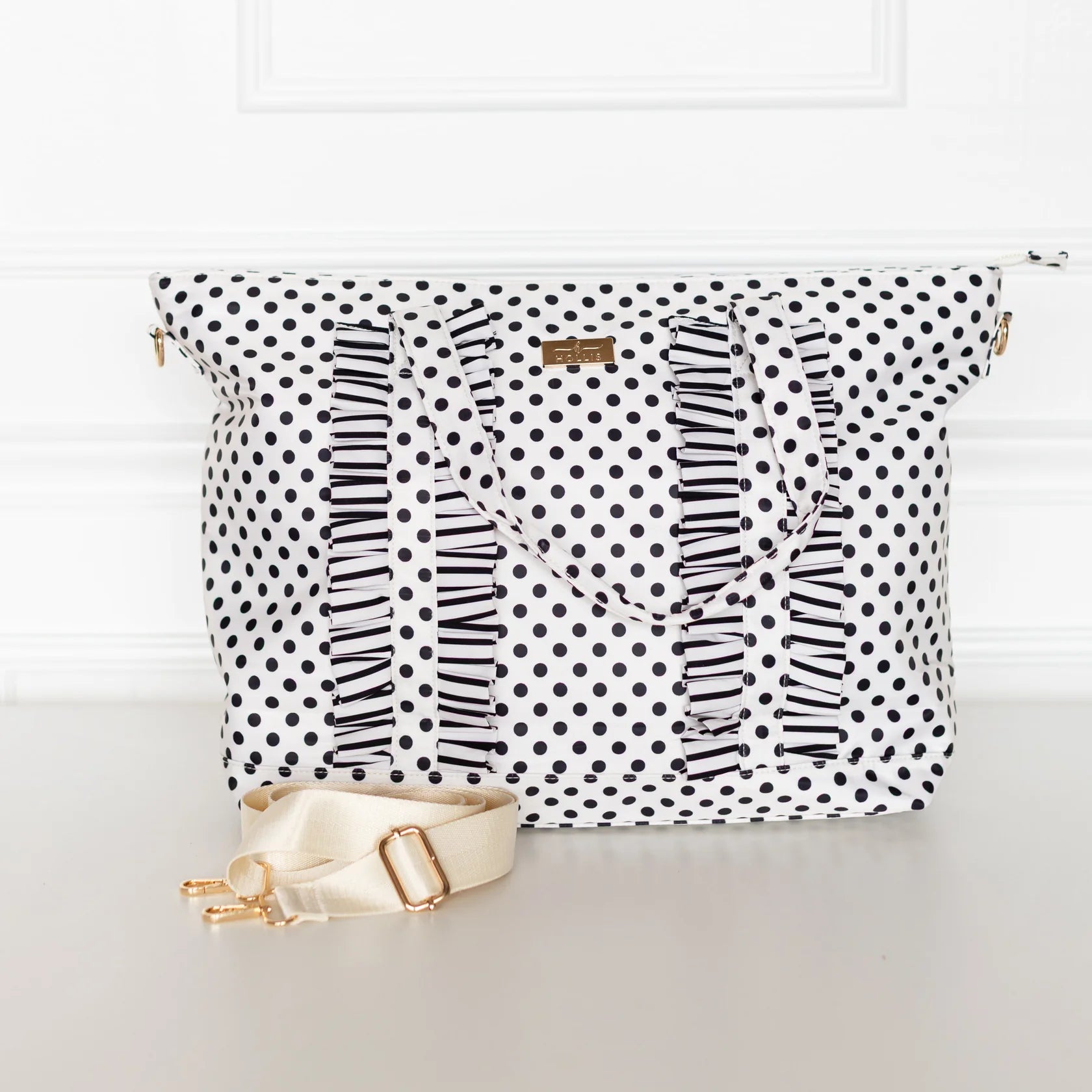 Ruffled Nylon Tote Bag
