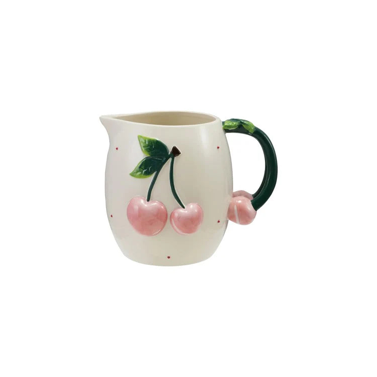 Stoneware Cherry Pitcher