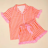 Sicily Stripes Pink Pajama Short Set